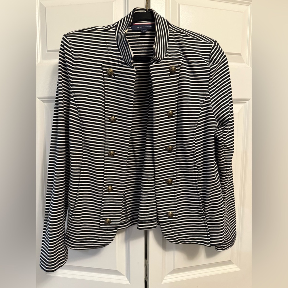 Tommy Hilfiger Black and White Striped Blazer NWOT - Picture 1 of 4